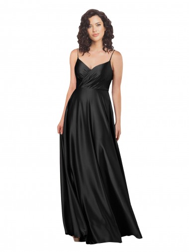 Wholesale Low Back Black A-Line V-Neck Long Formal Dress