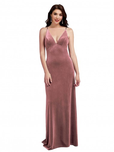 Wholesale Low Back Cinnamon Rose A-Line V-Neck Long Formal Evening Dress