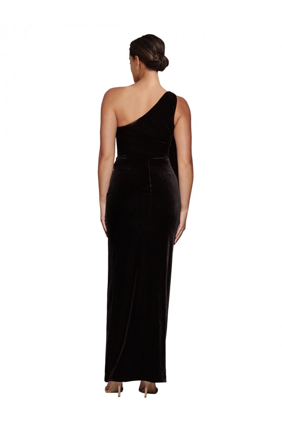 Wholesale Black Sheath One Shoulder Long Formal Evening Dress