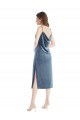 Wholesale Dusty Blue Sheath One Shoulder Long Semi Formal Evening Dress