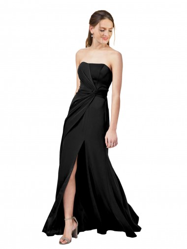 Wholesale Low Back Black Sheath Strapless Long Formal Dress