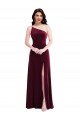 Wholesale Burgundy Trumpet One Shoulder Long Black Tie Evening Dress